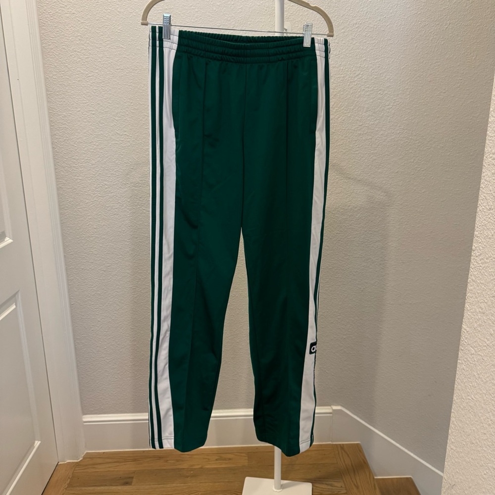 adidas Green Track Pants with White Stripes